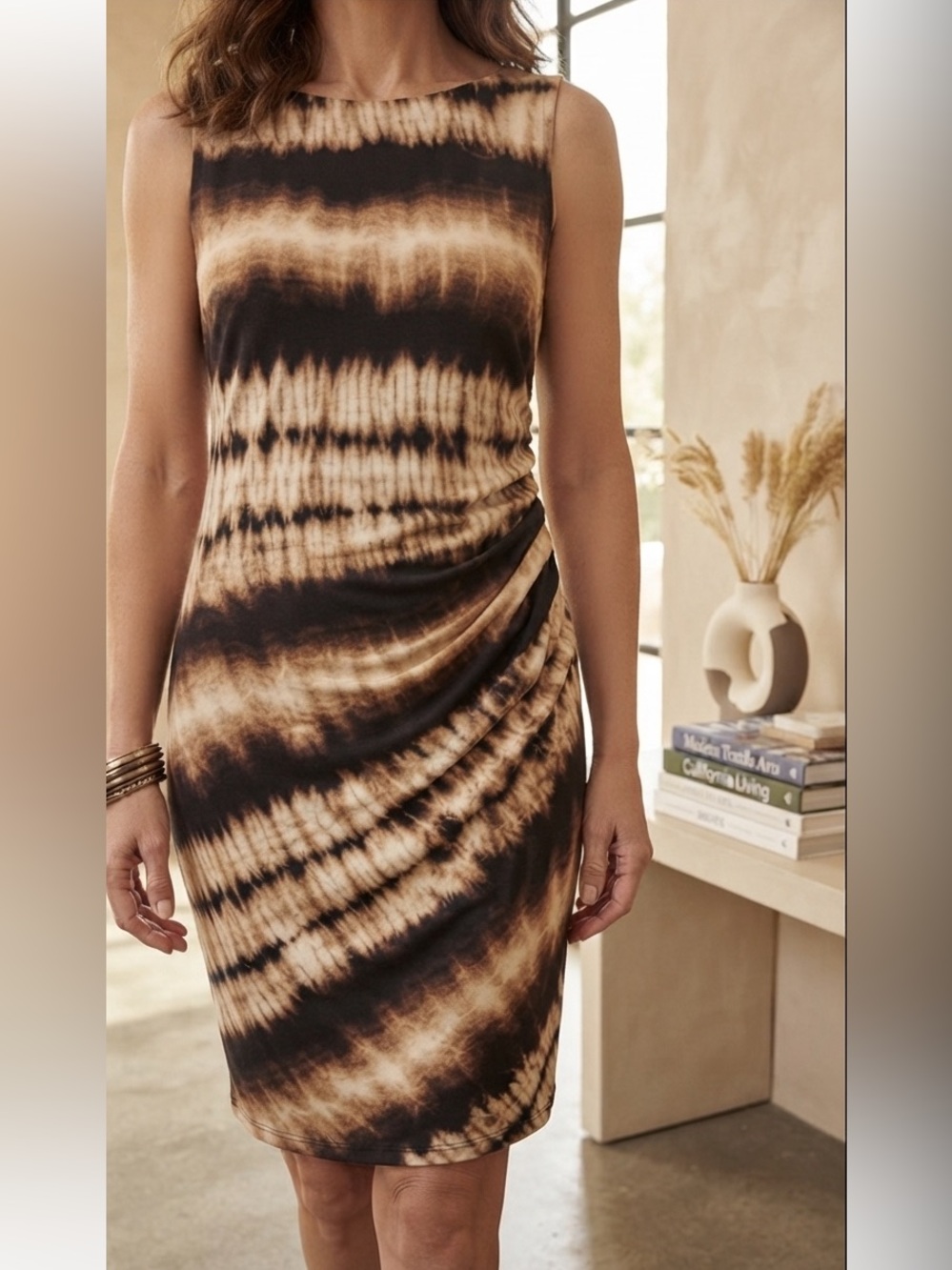 Evan Picone Black Label EUC
Tie Dye, sleeveless, Ruched Sheath 
Dress Size 10